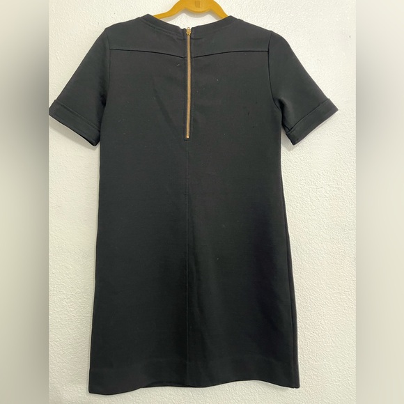 J Crew Solid Black Gold Zipper Accent Wool Blend Short Sleeve Shift Dress Size 2 - Picture 10 of 10